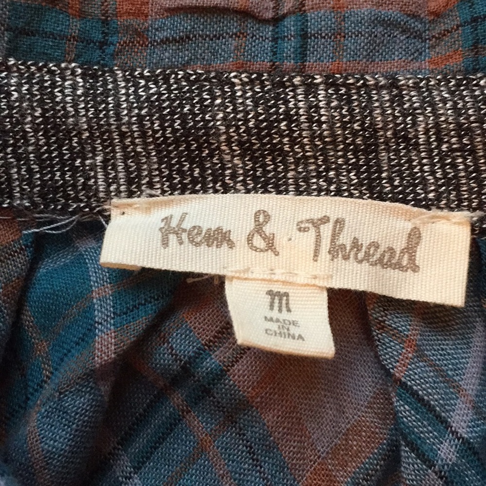 Hem & Thread Checkered Button-Down/Ruffle Hem/Slit - image 4